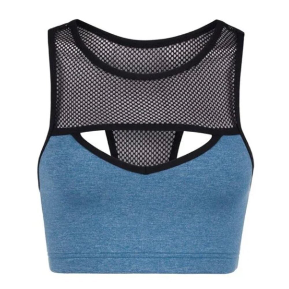 Lorna Jane Mishka Sports Bra High Neck Blue Stretch Workout Run Size XS Women's